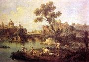 ZAIS, Giuseppe Landscape with River and Bridge USA oil painting reproduction